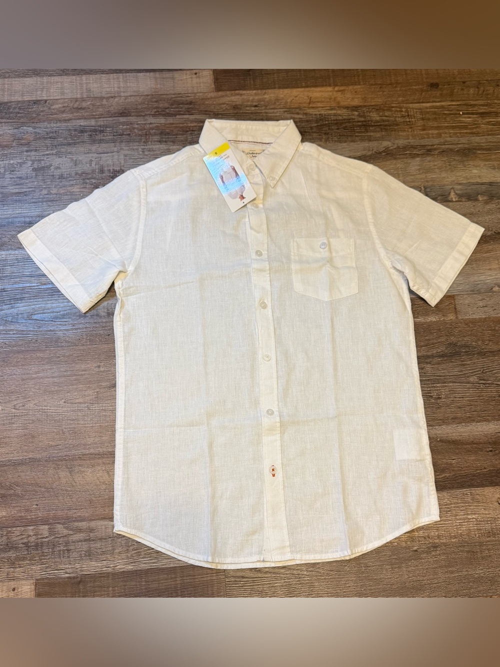 Original Weatherproof Vintage Shortt Sleeve Linen Blend Button-Down Shirt NWT